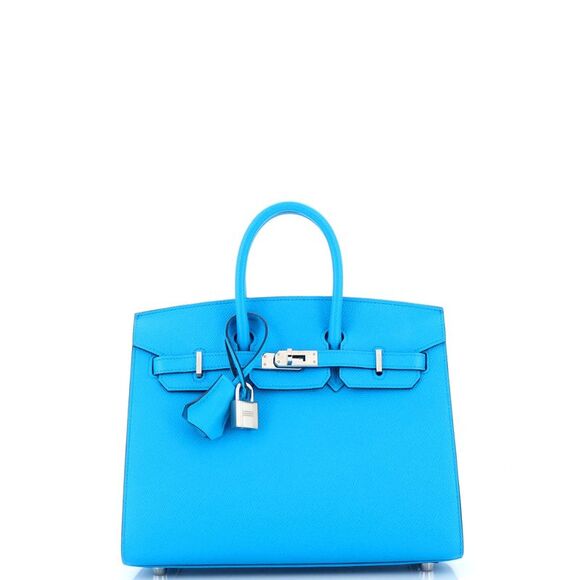 Hermes Handbags - Hermes Birkin Sellier Bag Bleu Frida Epsom with Palladium Hardware 25 Blue